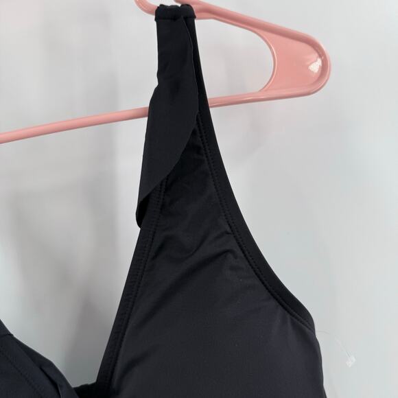 La Blanca Swimsuit Size 8 NWT One Piece Island Goddess Ruffle Surplice Black - Picture 8 of 16